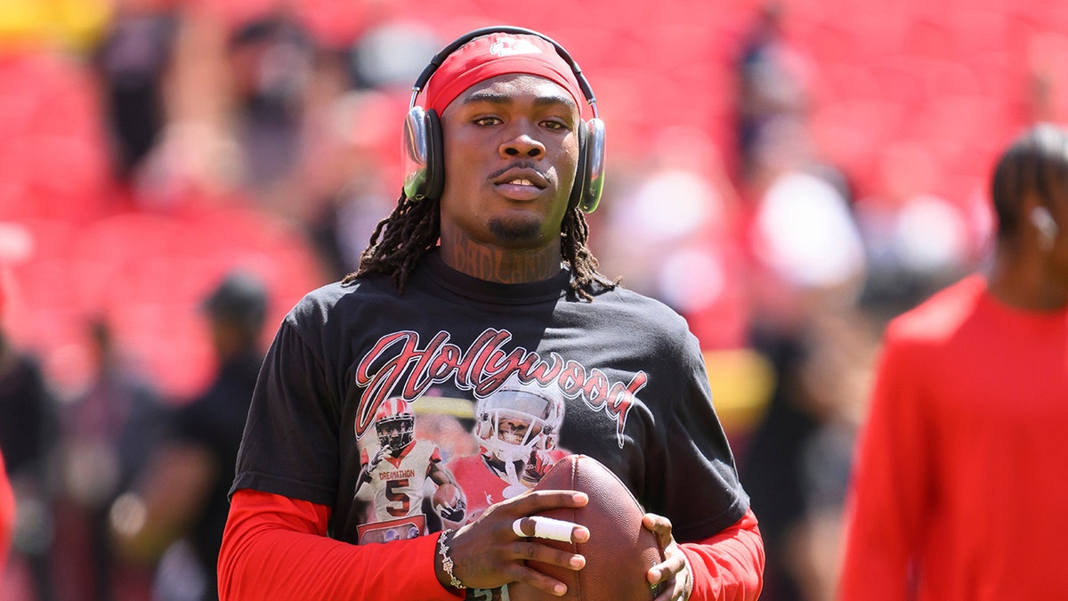 Rashee Rice warms up in September 2024