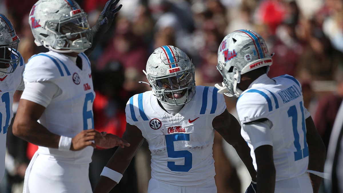 Ole Miss players celebrate