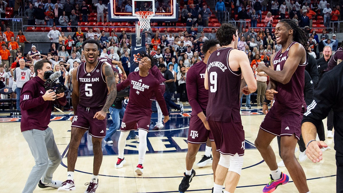 Texas A&M players celebrating