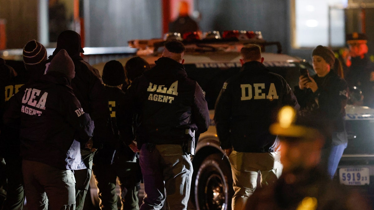 DEA agents at Westside Heliport in Manhattan.