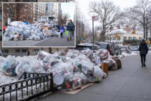 NYC trash mountains pile up – including around Gracie Mansion – as garbage collection is delayed after snowstorm