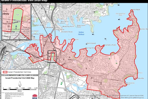 The area declared to be a major event area under the Minns government’s declaration.