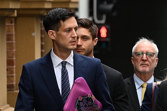 Roderick “Rory” Gilmore Amon (left) arrives at the Supreme Court for his child sex abuse trial.
