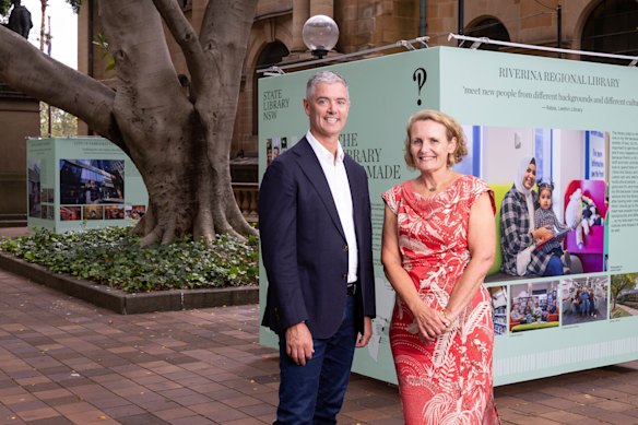 Arts Minister John Graham and State Librarian Caroline Butler-Bowdon on Friday before the launch of the 200th anniversary celebrations.