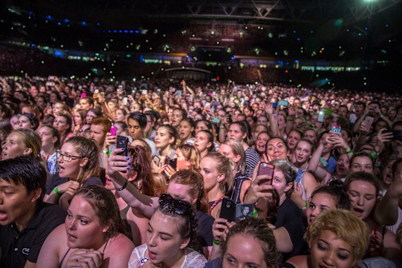Ed Sheeran fans at a 2015 concert at Suncorp Stadium. The star will return to the stadium for three nights from Friday.