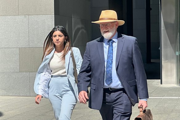 Karrie Louden and Cheryl Myers’ lawyer Craig Hollett (right) leaving the Supreme Court of Western Australia today.