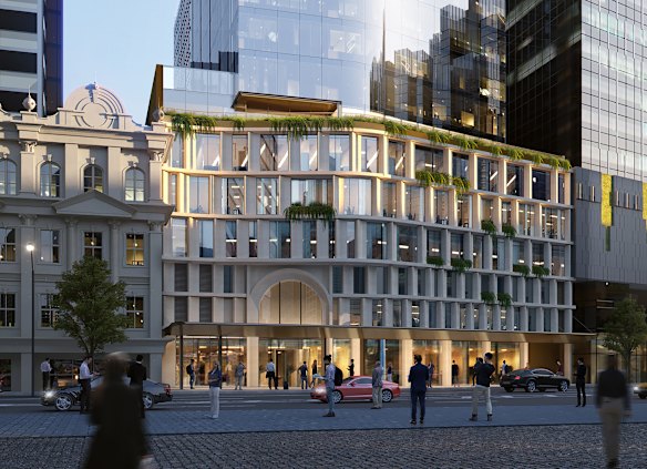 An artist’s impression of the new office tower at 450 Queen Street.  