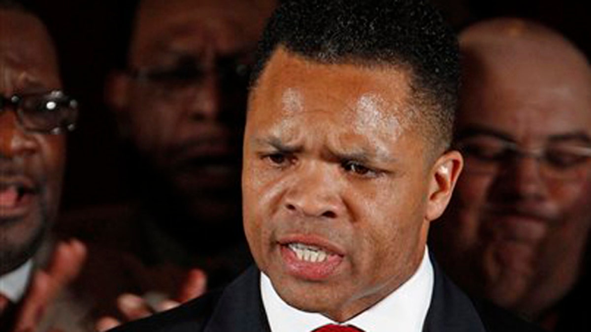 FILE: March 20, 2012: Rep. Jesse Jackson Jr., D-Ill., thanks supporters at his primary election night party in Chicago. 