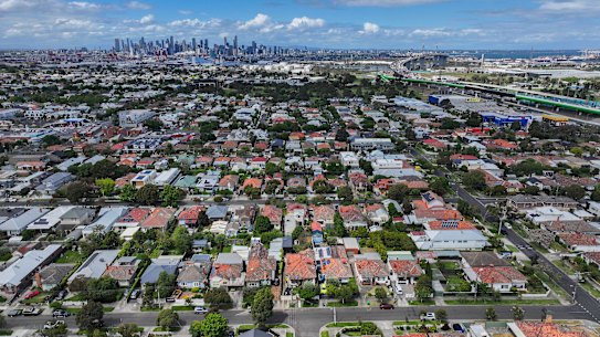 An aerial view of Yarraville.