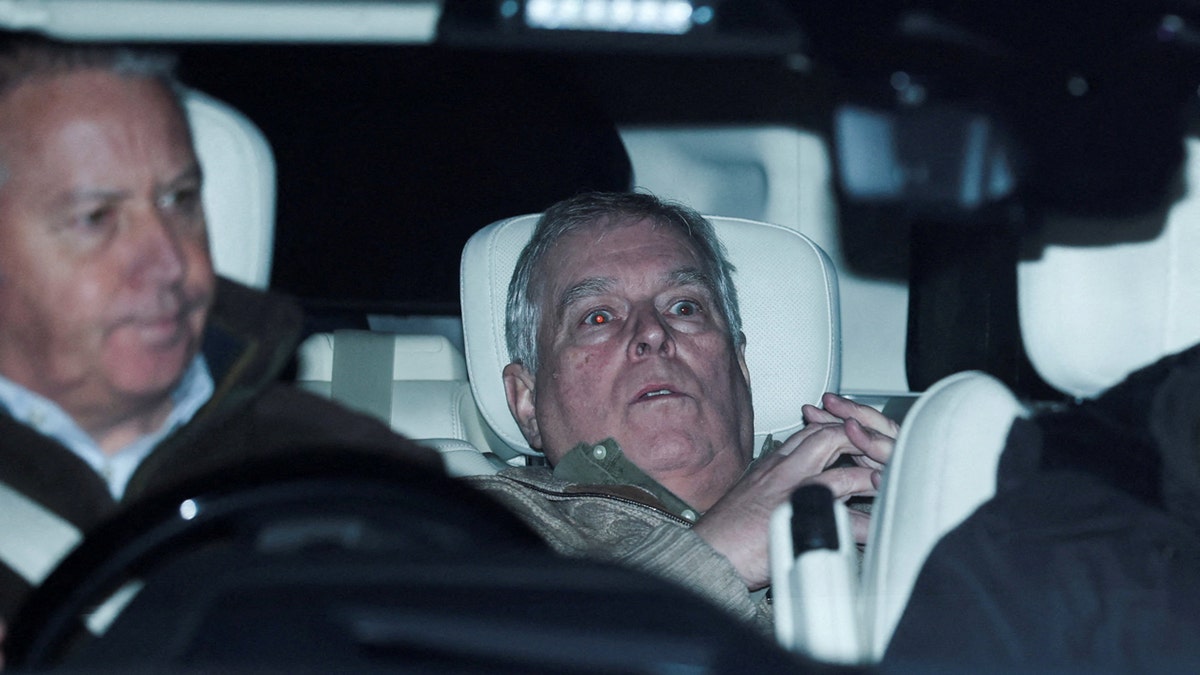 Andrew Mountbatten-Windsor in the back of a car after release
