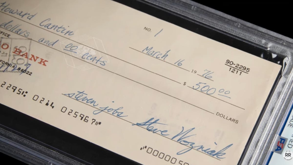 The $500 Check That Kickstarted Apple Just Sold for $2.4 Million. Take a Look