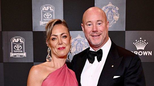 Luke and Cate Sayers at the Brownlow Medal in September 2024, shortly before the photo scandal erupted.