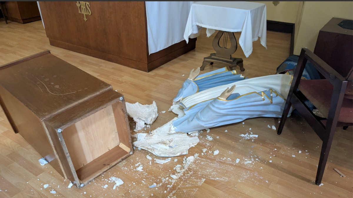 A Catholic school in Long Beach was broken into and vandalized.