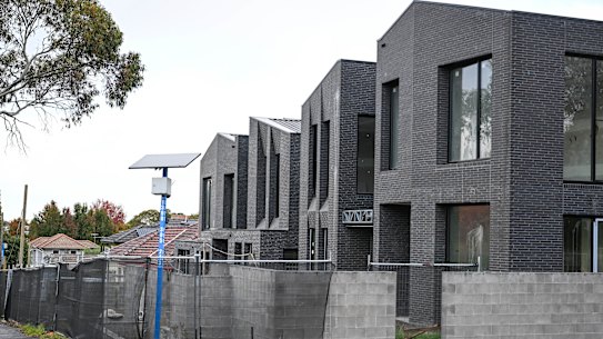 Townhouses being built in Camberwell, Melbourne.