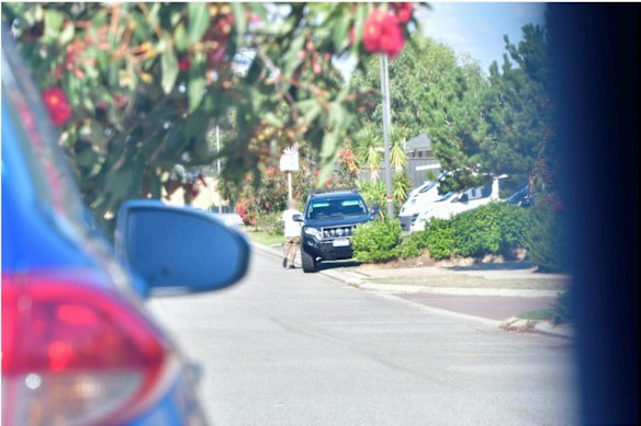 The sniper arriving at David Pye’s home.