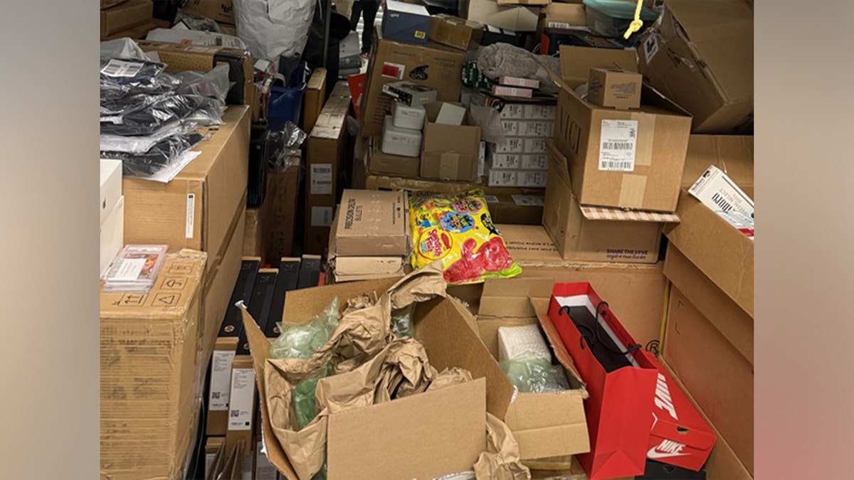 Stolen packages in storage unit.