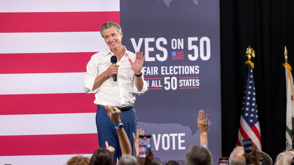 California Gov. Gavin Newsom speaking at an event.