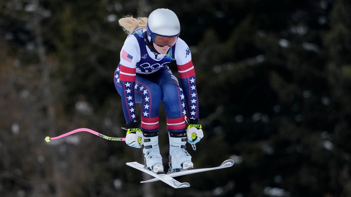Lindsey Vonn at Olympic downhill training 