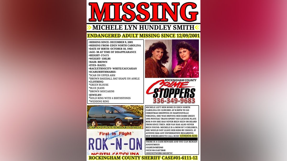 A missing persons flyer circulated at the time of Michelle Hundely Smith’s disappearance.