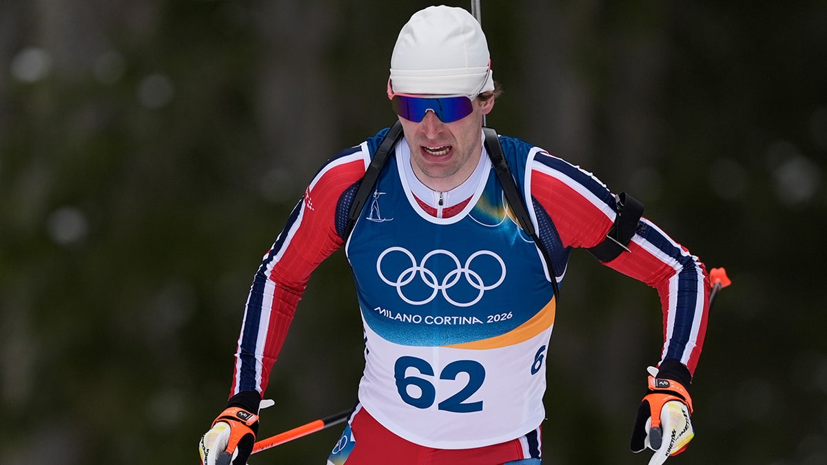 Sturla Holm Laegreid competes in biathlon