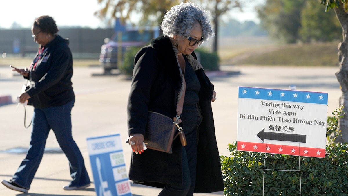 Voters outside Cypress, Texas polling place