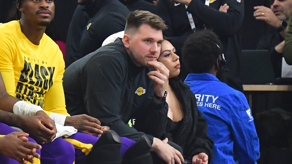 Luka Doncic sits on bench