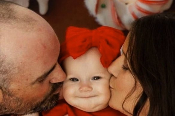The bodies of Kate Paterson (right) and her one-year-old daughter April (centre) were found inside a home in Belivah on Thursday.