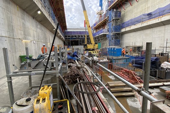 The Cross River Rail worksite at Boggo Road in 2023.