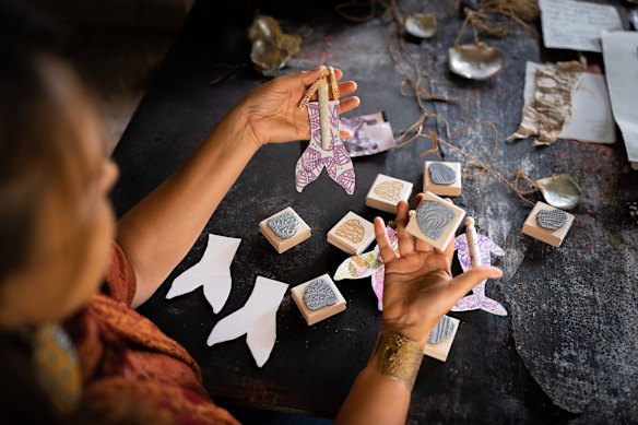 Craft at the Warrajamba Creative Space asks visitors to imagine what the mermaid is like. 