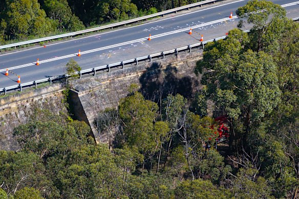 The section of the Great Western Highway that is threatening to collapse.