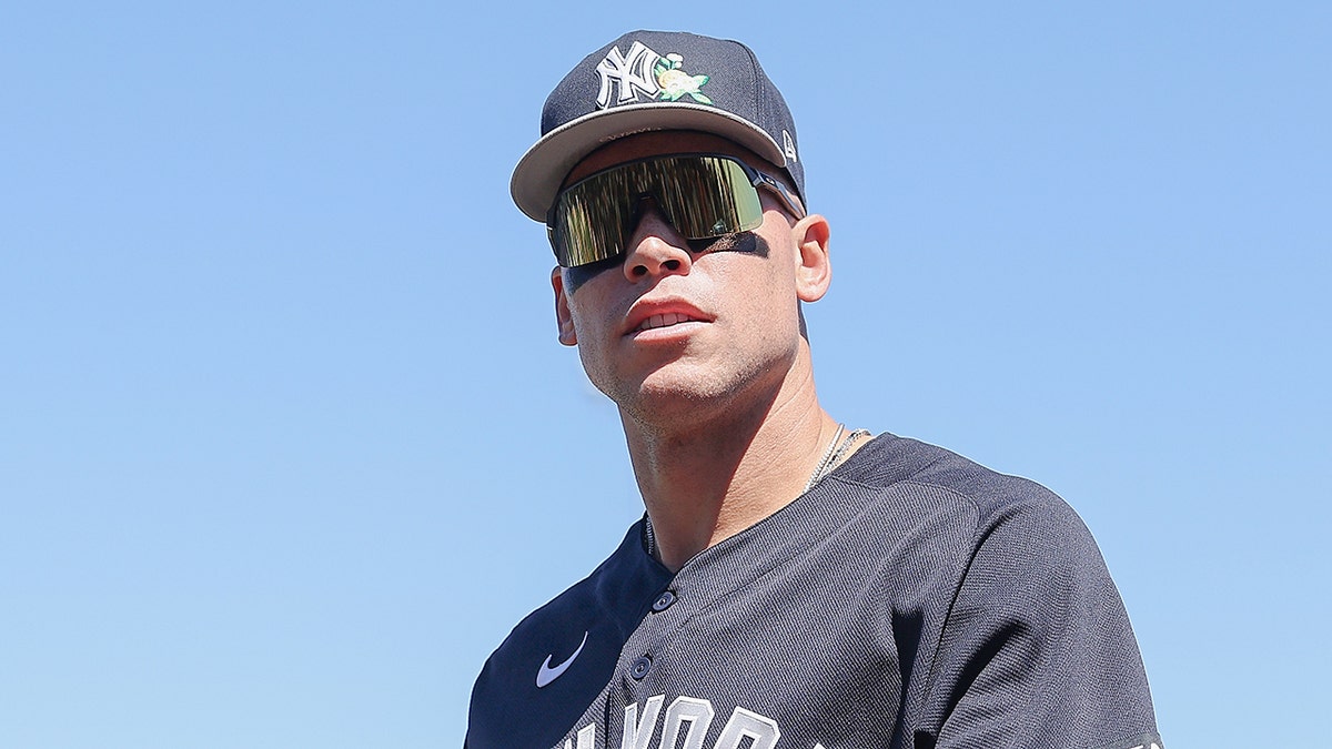 Aaron Judge looks on field