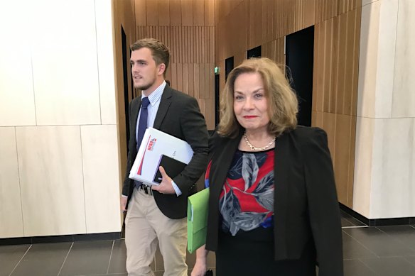 Then assistant state secretary of the Nurses Professional Association Queensland, Jack McGuire (left) leaving the Queensland Industrial Relations Commission with Prince Charles Hospital nurse Marg Gilbert in 2020.