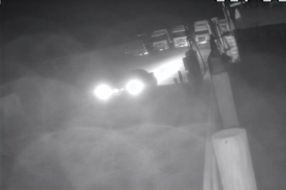 CCTV footage captures an alleged thief who siphoned diesel from a truck yard in western Victoria.