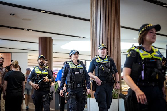 Police officers and PSO’s on patrol at Highpoint Shopping Centre.
