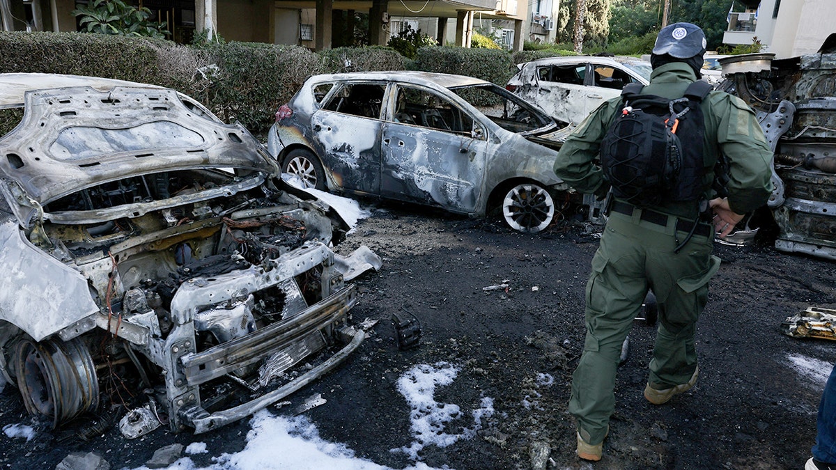 Cars destroyed following Iranian missile barrage in Israel