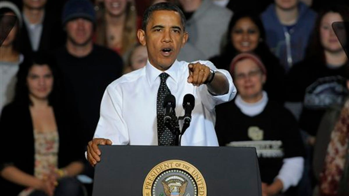 Oct. 26, 2011: President Obama makes a speech about managing student debt during an event at the University of Colorado Denver Downtown Campus in Denver.