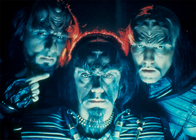 A photograph of 3 Klingon from Star Trek