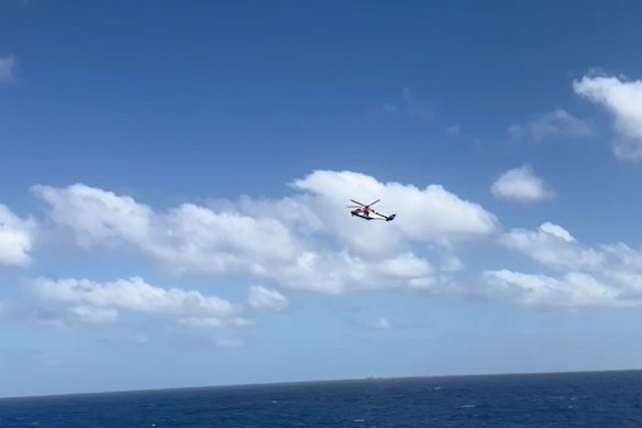 Passengers reported seeing a rescue helicopter searching the waters on Saturday afternoon. 