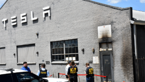 Molotov-slinging menace allegedly strikes Tesla shop amid wave of corporate arson attacks