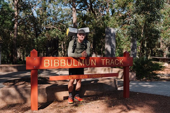 Cam Bostock beginning his record-breaking unsupported hike on the Bibbulmun trail.