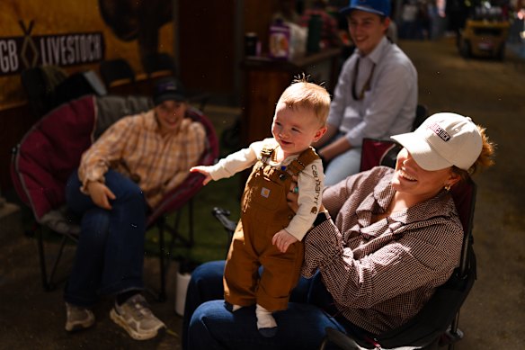 Baby Billy with his family the day before the Easter Show opens.