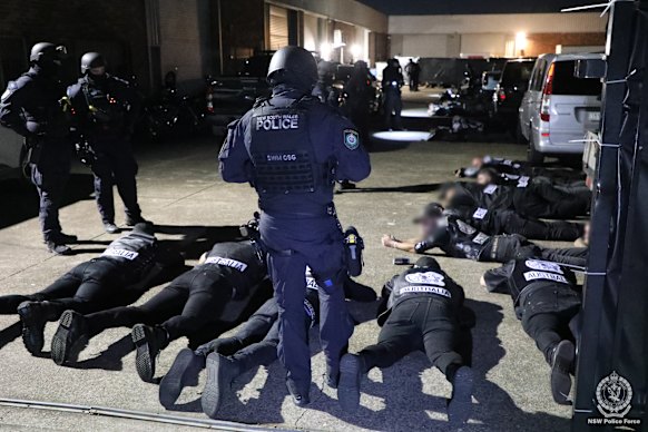 The 200-odd revellers were forced to lay face down on the ground during the operation.