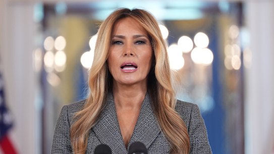 Melania Trump delivered a rare public statement from the grand foyer of the White House.