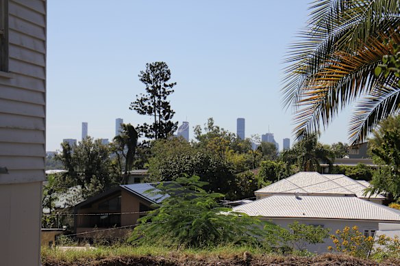 Some blocks on Villa Street have views of the Brisbane skyline.