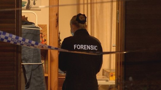 Police entered the home to find a woman being strangled by a man.