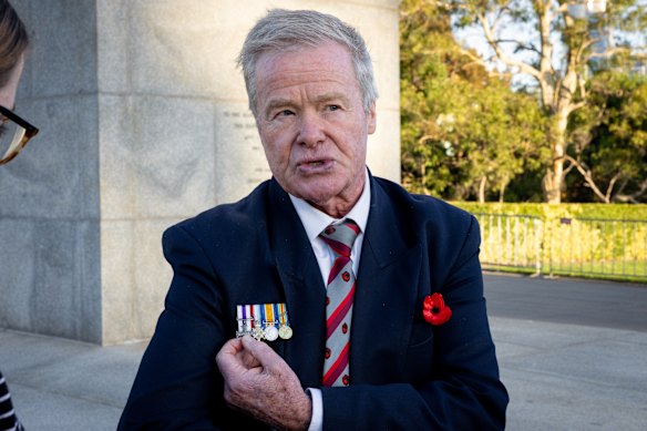 Tim Reniuf at the ANZAC Day Dawn Service, Shrine of Remembrance.