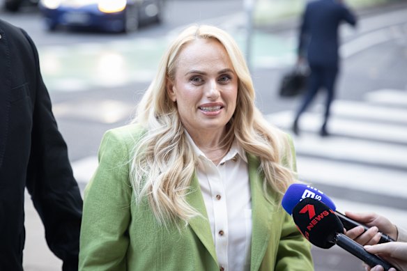 Rebel Wilson outside the Federal Court in Sydney on Wednesday.
