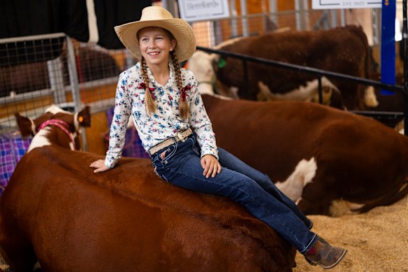 Elsie Stevens, 12, poses on day two of the Royal Easter Show at Sydney Olympic Park.