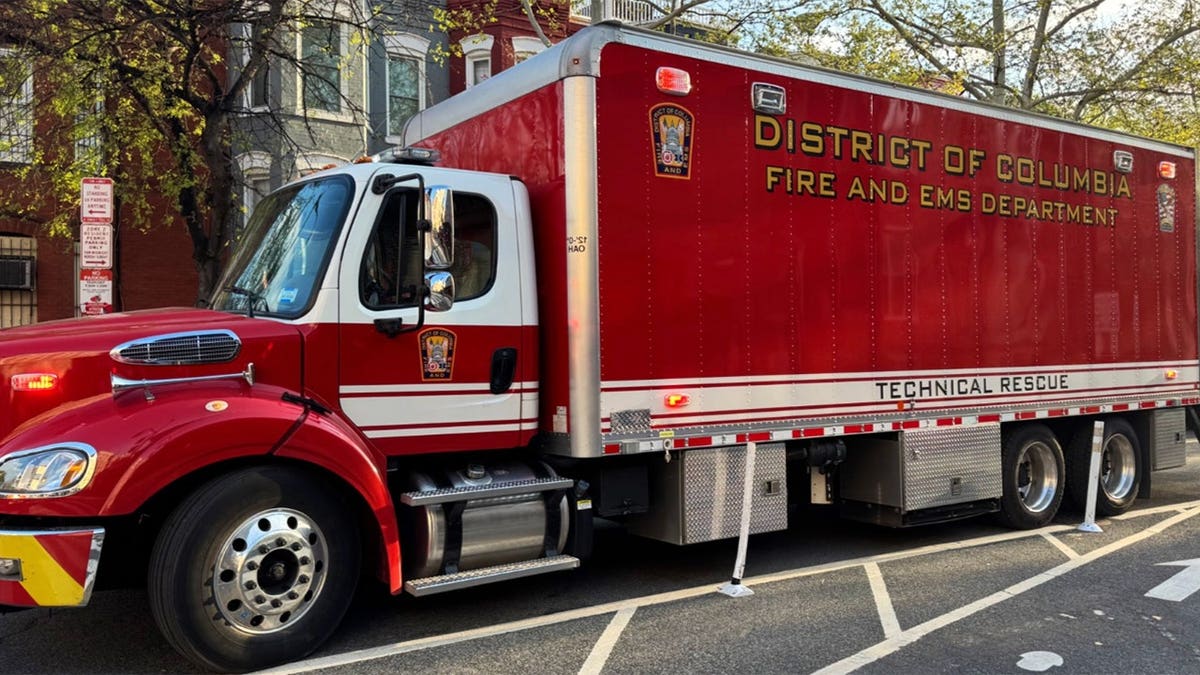 Fire truck after bus crashed into restaurant