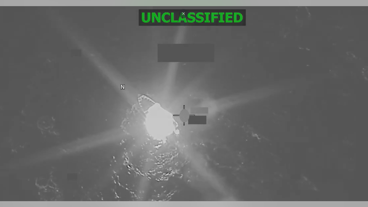 smoldering wreckage of alleged drug trafficking vessel in the Pacific after U.S. strike